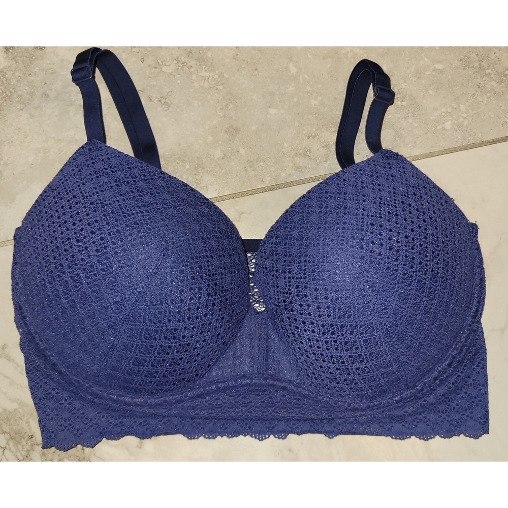 Victoria Secret Body by Victoria Padded No-Wire Lace Bra Cobalt‎ Blue 34DD